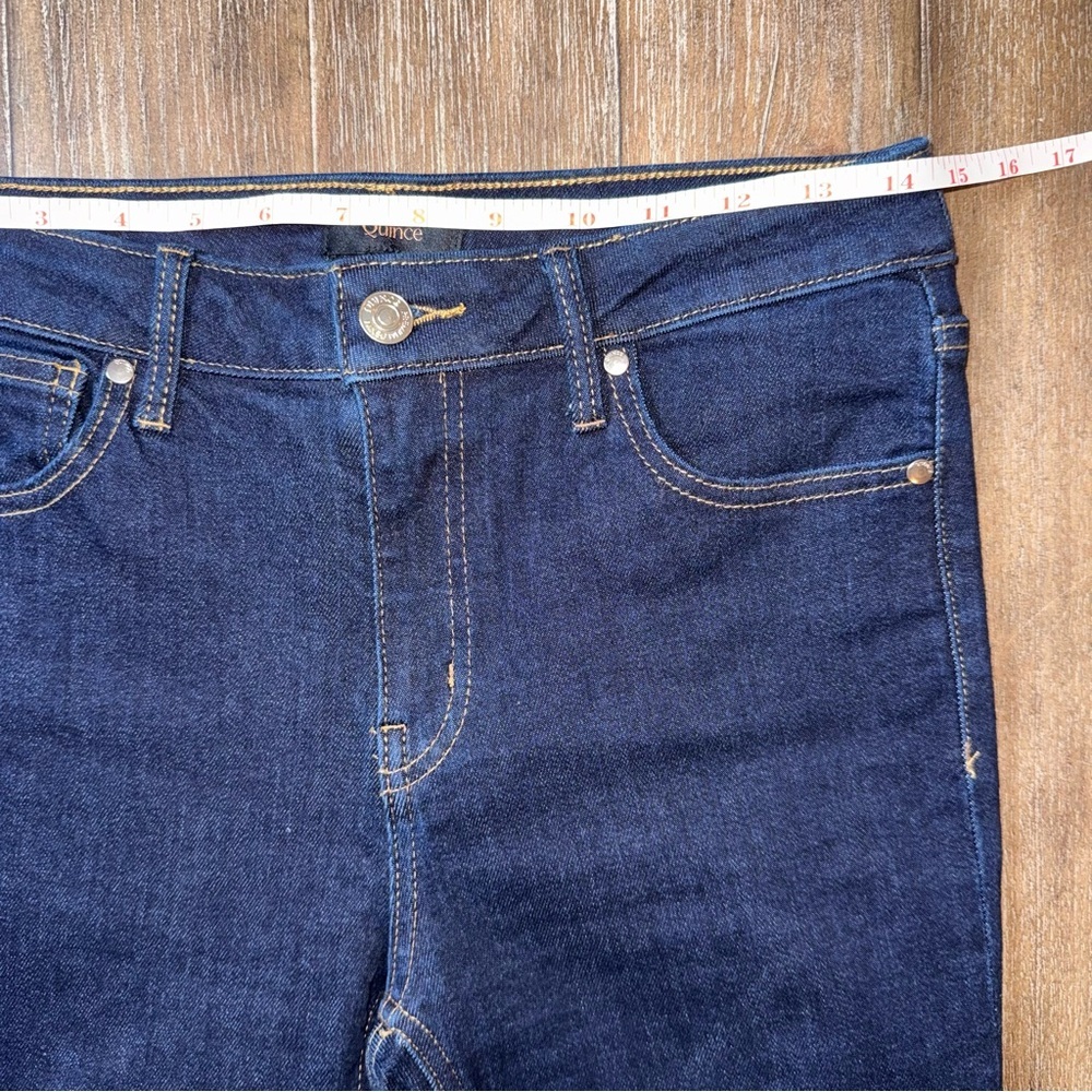 QUINCE Luna Stretch Slim Straight Jeans Crop Dark Blue Sz 28 mid rise ankle - Picture 3 of 10